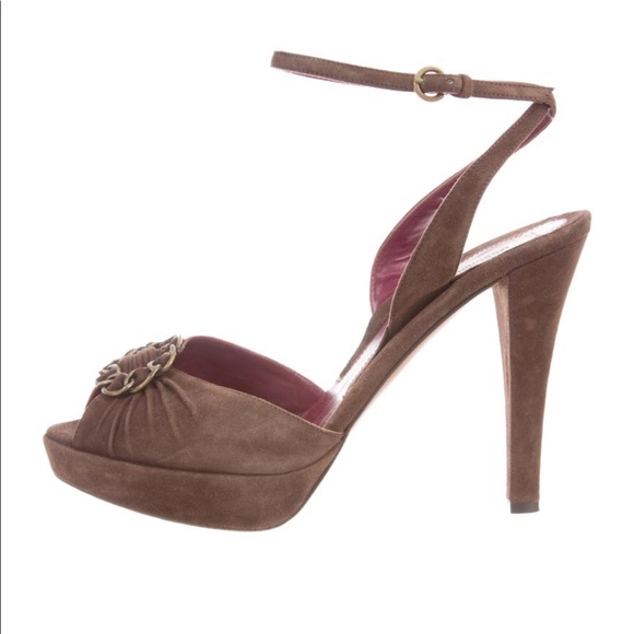 Moschino Suede Peep-toe Slingbacks - Picture 3 of 6